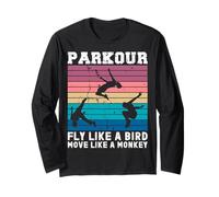 Parkour Urban Parcour Tee Vuela como un pájaro Muévete como un mono Manga Larga