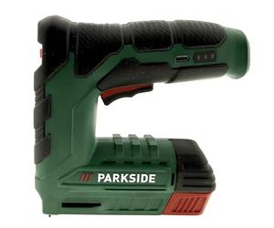 PARKSIDE ACCUNIDAD PAT 4 D6, 4 V de iones de litio, incluye batería, cable de carga USB C, abrazaderas y clavos, grapadora eléctrica para manualidades, decoración, hogar, compacta y ligera