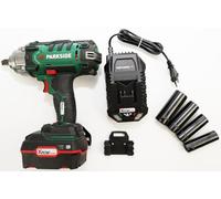 Parkside - Atornillador de impacto para coche (20 V, 400 Nm, PASSK 20-Li C2, con batería (4 Ah), soporte de pared, cargador (4,5 A), maletín de transporte