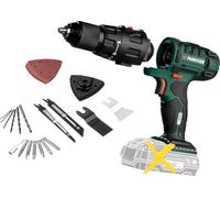 Parkside Herramienta multicombinación inalámbrica 4 en 1 de 20 V, unidad desnuda, taladro, lijadora múltiple, sierra de sable, herramienta de oscilatina, accesorios rápidos y fáciles de cambiar, no