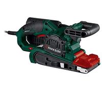 Parkside Lijadora de banda PBSD 600 A1, 600W, 170-250 m/min, 75 x 457 mm, Incluye caja de polvo, adaptador, 2 terminales y cinta abrasiva (grano 80), Conector para extracción de polvo externa