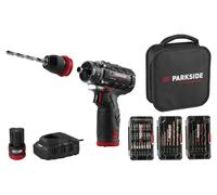 PARKSIDE PERFORMANCE® Taladro atornillador con batería de 12 V, juego de inicio »PBSPA 12 E4«, con baterías y cargador.