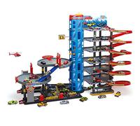 Parktower Juego de 9 niveles - Incluye 6 coches de metal y helicópteros - Aparcamiento con ascensor, gasolinera, taller y túnel de lavado - Gran juguete para niños