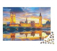 Parlamento de Londres Puzzle de 1000 Piezas Papel Adultos Vista al Atardecer Set de Puzzle 1000 Piezas Relajante Hogar 52x38cm/1000pcs