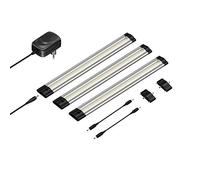 Parlat Luminaria LED bajo armario SIRIS, plana, 30cm cada una, 368lm cada una, blanco cálido, juego de 3