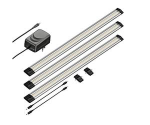 Parlat Luminaria LED bajo armario SIRIS, plana, 50cm cada una, 655lm cada una, blanco, juego de 3