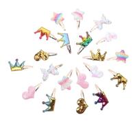 Parliky 10 Pares Accesorios Cabello con Brillo Pinzas Cabello con Lentejuelas Degradadas y Forma de Estrella de Corazón para Fiestas de Cumpleaños y Festivales