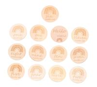 Parliky 13 piezas Cartas de Madera para Bebés con Diseño Doble Cara Tarjetas de Recuerdo de Meses y Logros Infantiles Accesorios para Celebrar y Documentar el Crecimiento del Recién