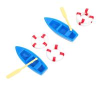 Parliky 2 Juegos Mini Kits de Decoración de Playa para Casa de Muñecas con Barco Simulado y Accesorios Madera para Miniatura