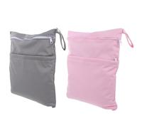 Parliky 2 Piezas Bolsa de Almacenamiento para Pañales de Portátil con Doble Cremallera Reutilizable y Duradera con Asa Desmontable para Cochecito Gris y Rosa para Recién Nacidos y Objetos