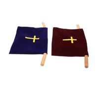 Parliky 2 Piezas Bolsa para Ofrendas con Asas de Madera Unidades Bolsas de Terciopelo Pequeñas con Bordado de Cruz para Suministros de Primera Comunión y Accesorios Religiosos