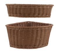 Parliky 2 Piezas Cestas de Almacenamiento Triangulares para Armario de Esquina, Juego 2 Piezas, Ratán Plástico Tejido, Diseño Semicircular, Bandejas Organizadoras para Dormitorio y Cocina