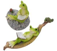 Parliky 2 Piezas Figuras de Ranas de Resina Resistentes al Agua Decoración Artística con Diseño de Lectura de Acuario Jardín Escritorio y Hogar