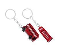 Parliky 2 piezas Llavero Vintage de Aleación Inglesa Colgantes de Autobús y Cabina Telefónica Decoración Metálica Retro para Bolsos y Recuerdo de Londres