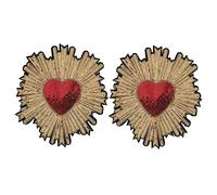Parliky 2 piezas Parche Termoadhesivo para Ropa con Lentejuelas Diseño Corazón Melocotón Brillante Parches Bordados Decorativos para Manualidades y Reparación