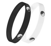 Parliky 2 piezas Pulseras de Silicona Yin Yang para Hombres y Mujeres de Unidades Pulseras Deportivas Negras y con Imagen Tai Chi Único Accesorio de Moda Unisex