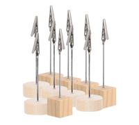 Parliky 20 Piezas Porta Tarjetas de Madera Natural para Mesa Soporte Compacto y Reutilizable para Notas y Fotos Base Cuadrada y Cilíndrica para Bodas Fiestas y Oficina