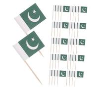 Parliky 200 Piezas Mini Banderas de Pakistán Palillos de Madera Resistentes para Decoración de Fiestas Cócteles Postres y Aperitivos para Eventos Patrióticos y Celebraciones