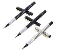 Parliky 3 Piezas Plumas Caligrafía Portátiles Pincel Suave Recargables Acero Inoxidable Para Artistas Escritura Dibujo Japonés Chino