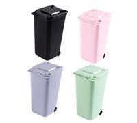 Parliky 4 Piezas Cubos de Basura Mini Escritorio Plástico con Diseño con Tapa para Oficina Baño Dormitorio y Coche Contenedores de Desechos Colores Aleatorios Color