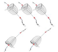 Parliky 5 Piezas Jaula para Cebo de Pesca de Acero Inoxidable Trampas Resistentes con Tapa de Resorte Compacta y Ligera para Pesca al Aire para Anguilas Cangrejos y Camarones