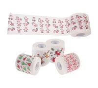 Parliky 5 Rollos Papel De Navidad Broma Dejar Tartán Suministros De Navidad Pañuelos Navideños Papel Higienico Desear Gigante Decorado Pulpa De Madera Virgen