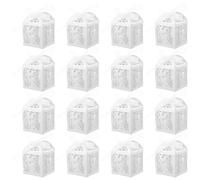 Parliky 50 Cajas para Recuerdos de Boda de Papel Blanco Diseño Calado de Novios Contenedores para Dulces y Obsequios de Fiesta Nupcial Ideales para Bodas y Celebraciones
