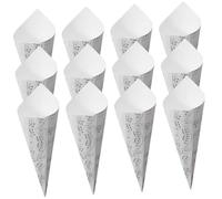 Parliky 50 Conos de Papel Kraft para Pétalos Patrón de Notas Musicales Mini Conos Decorativos Blancos para Bodas y Fiestas Suministros para Embalaje de Flores y Confeti Paquete de 50