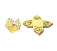 Parliky 50 Piezas Cajas de Huecas Doradas con Borde de Encaje para Bodas Envoltorios de Papel para Chocolates y Trufas Cajas de Regalo para Fiestas y Recuerdos