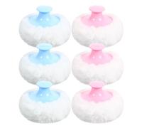 Parliky 6 Piezas Borlas para Polvos de 6 Piezas, Almohadillas Suaves de Felpa en Azul Claro y Rosa, Aplicador Hipoalergénico para Talco Corporal, Absorbente y Portátil para Cuidado