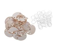 Parliky 80 Piezas de Rodajas de Madera sin Terminar con Forma de Luna de 30 Mm, con Anillos Metálicos para Manualidades Diy, Decoración de Fiestas y Recordatorios de Calendario