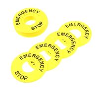 Parliky Anillo de Empuje de Emergencia en Color Amarillo para Botón de Parada, 10 Piezas Redondas de PVC para Señalización Industrial y Control de Seguridad