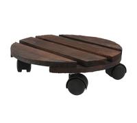 Parliky Bandeja Soporte para Macetas Móvil Redonda de Madera con Ruedas | Interior y Exterior, Limpia Fácil, Protege Suelo y Mesa, Base Portátil con Ruedas Aplicables