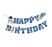 Parliky Banderines de Cumpleaños Astronauta 2 Piezas Pancarta Temática Espacial Infantil Decoración para Fiestas de Cumpleaños Diseño de Astronauta y Elementos Cósmicos Papel