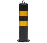 Parliky Bolardo de Seguridad de Acero Reforzado con Base Desmontable Poste Reflectante Amarillo y Negro para Delimitación Vial y Bloqueo de Estacionamientos Instalación Rápida y