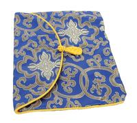 Parliky Bolsa Vintage para Libros de Música y Escrituras Budistas Pouch de Bordado Étnico Azul Protector y Organizador con Botón Elegante para Viajes y Uso Diario