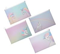 Parliky Bolsas para Documentos A4 de Plástico Pp Cremallera, Impermeables, 4 Piezas Multicolor, Portadocumentos Organizador para Oficina, Estudiantes y Viaje, Bolsa de Estilo Aleatorio