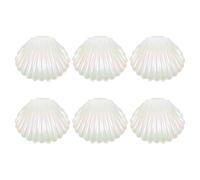 Parliky Caja de Dulces de Conchas Marinas Perlada Pequeña Color Marfil 6 Piezas para Regalos de Fiesta Submarinos y Joyero de Sirena, Bandeja de Baratijas Adecuado para Bodas, Cumpleaños
