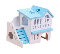 Parliky Casa De Madera para Hámster Villa Doble Piso Accesorios para Mascotas Pequeñas Refugio Divertido y Saludable para Hámsteres y Diseño DIY Color Natural