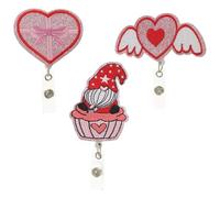 Parliky Clips Porta Credenciales Reutilizables 3 Piezas Diseño de Corazón Carretes Retráctiles y Giratorios para Decoración de Insignias Accesorios para Oficina Hospitales y
