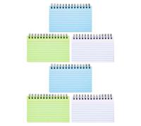 Parliky Cuaderno Rayado con Espiral 6 Unidades Tamaño Pequeño, Colores y Tarjetas Índice para Estudio y Oficina, Cuaderno Portátil para Organizar Tareas y Apuntes