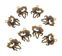Parliky Dijes de Caballo de Acero Inoxidable Esmaltados Negros, 8 Piezas para Joyería Diy, Colgantes y Accesorios Artesanales Ligeros para Pulseras y Collares de Manualidades