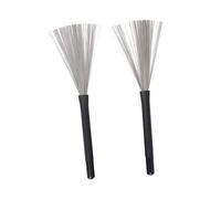 Parliky Escobillas de Batería Retráctiles con Cepillo de Alambre de Acero para Percusión Mango de Goma Ergonómico Resistentes y Ajustables para Jazz y Caja de