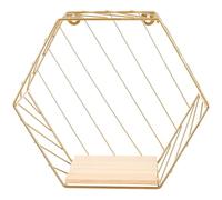 Parliky Estante de Pared sin Perforaciones de Hierro Dorado Diseño Hexagonal Inclinado Resistente Oxidación Estante de Almacenamiento Decorativo para Baño y Cocina Práctico y Fácil de