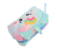 Parliky Estuche de Peluche Unicornio para Lápices con Gran Capacidad y Cómodo Organizador de Papelería Escolar y Maquillaje para Niñas Bolsa de Viaje Azul Cartoon