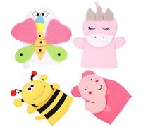 Parliky Guantes de Baño Varios estilos para Niños Diseño de Animales Adorables Guante Exfoliante de Ducha de Algodón Compuesto 4 Piezas para Limpiar Cuello y Rostro Varios estilos en Ducha
