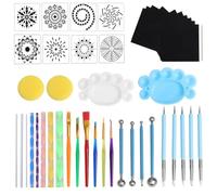 Parliky Kit de Herramientas Plantillas Acrílicas para Puntear Mandalas de 47 Piezas y Esponja, sin Bordes y Fácil de Limpiar para Pintura de Mandalas y Arcilla
