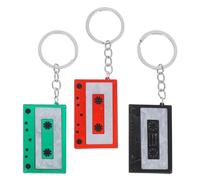 Parliky Llavero Acrílico De Cinta De Casete Geométrico 3 Piezas, Diseño Rectangular Retro, Colores Negro Rojo y Verde, Accesorio Vintage Para Mujer, Mochila y Fiesta Adolescente