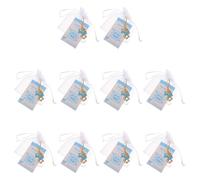 Parliky Llavero con Huella de Pie Azul para Shower, 10 Unidades con Etiquetas de Recuerdo y Bolsas de Organza, Regalos para Invitados en Fiesta de Revelación de Género,