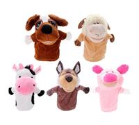 Parliky Marionetas de Mano Adultos, 5 Piezas Animales (Cerdo Rosa, Vaca, Oveja, Canino Gris y Perro Ojos Grandes), Material Ultra Suave, Juguetes Interactivos para Contar Historias